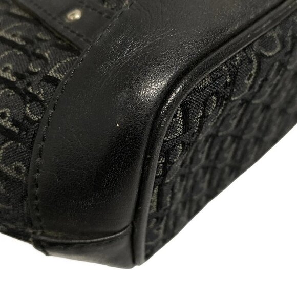 Auth DIOR/ChristianDior Trotteur - Black Gray Jacquard Leather Handbag - Picture 4 of 16